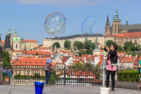 PRAGUE, CZECH REPUBLIC - MAY 17, 2017: Prague, Czech Republic. The popular tourist itinerary in Praha, Walk through the famous historical places of the cityのeditorial素材