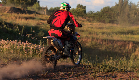 CHERKASSY, UKRAINE - JULAY 7 2017 : rider on Motocross Training of motorcyclists before competitions Ukraine, Cherkassy 7Julay 2017のeditorial素材