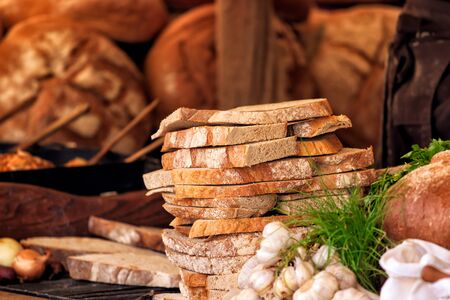 Fresh big bread with crunchy crust