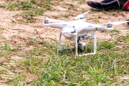 flying drone. Quadrupterの写真素材