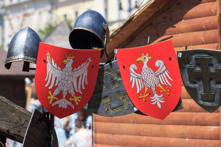 Rekawka - Polish tradition, celebrated in Krakow . Knight camp during the traditional Medieval festivalの写真素材