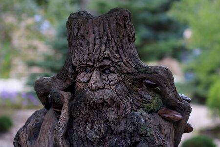 wooden carved wood man.Finished character, strangerの写真素材