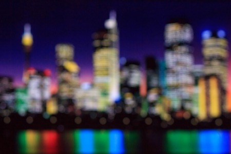 Blurred Photo bokeh of cityscapeの写真素材