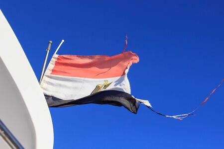 Flag of Egypt waving in the windの写真素材