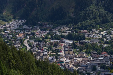 top view of Chamonix-Mont-Blanc city center.の写真素材