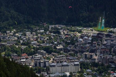 top view of Chamonix-Mont-Blanc city center.の写真素材
