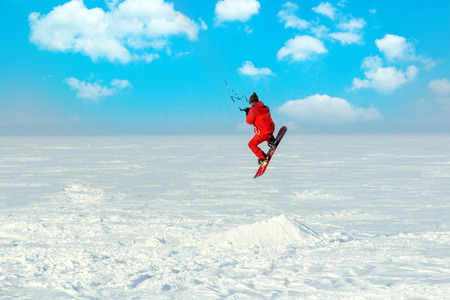 Winter Snowkiting on the lake.