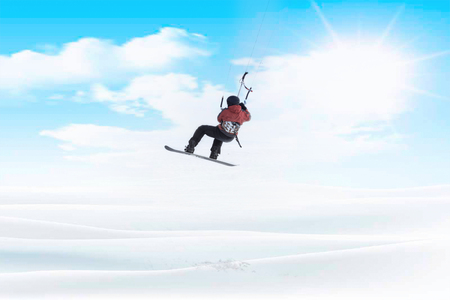 Winter Snowkiting on the lake.の写真素材