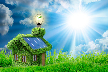 green House with solar panelsの写真素材