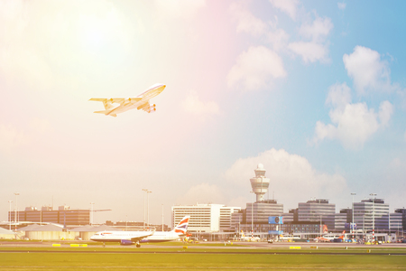 Amsterdam Airport Schiphol is the main international airport of the Netherlands and one of the biggest in Europeの写真素材