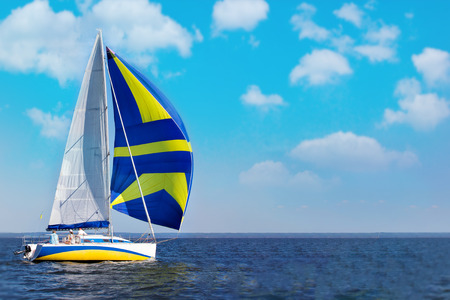 BEAUTIFUL Yacht at full spead, training for boat race team unidentifiedの写真素材