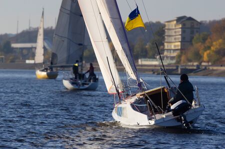 People on sailing boat on the sea