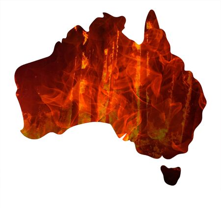 Fire in Australia. Map of Australia burn.の写真素材