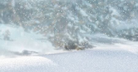 Winter landscape with falling snow. Abstract background