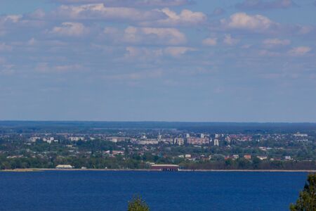 view of the city pereyaslav across the Dnieper riverの写真素材