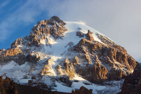 Mount Kazbegy, Bernese Highlands, on a sunny winter day. Georgyaの写真素材
