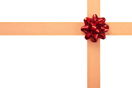 Orange Ribbon with Red Bow Gift Wrap