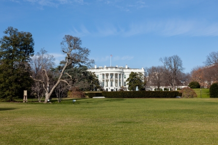The White House in Washington DC against Blue Sky on Sunny Winter Dayの写真素材