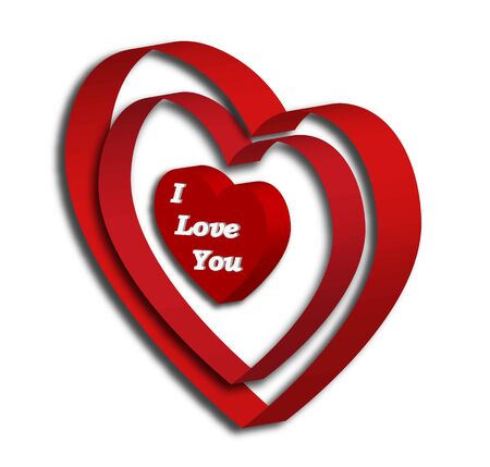 3d red hearts with I love you in a full heart in the centerのイラスト素材