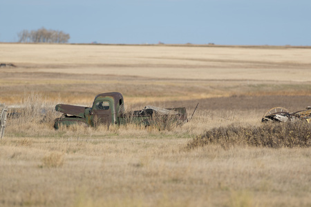 An old Farm Truck in a North Dakota Fieldの写真素材