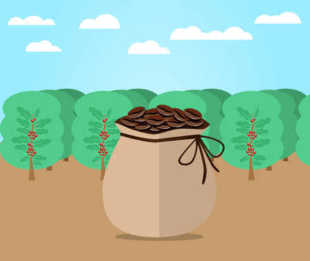 Bag of coffee flat designのイラスト素材