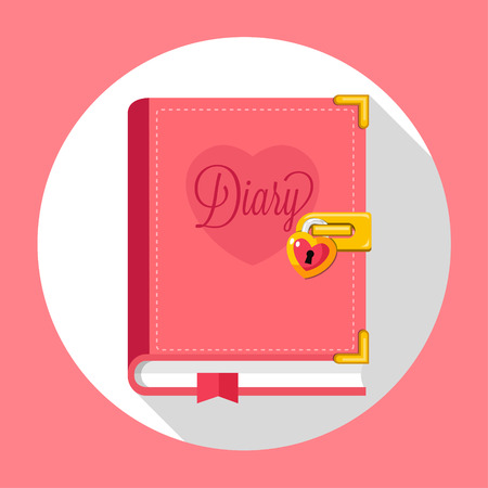 Diary with lock flat designのイラスト素材