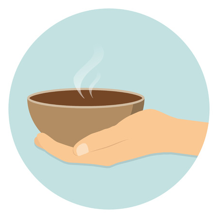 Food donation icon with hand flat designのイラスト素材