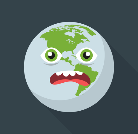 Sad shocked earth flat designのイラスト素材