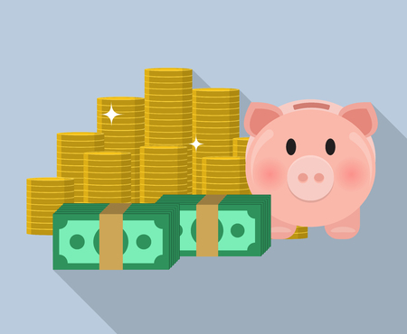 Money coins piggy bank flat design iconのイラスト素材