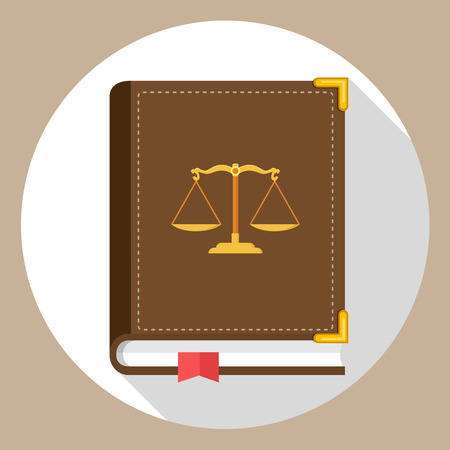 Law book statute book with golden scale icon flat design vector graphicのイラスト素材