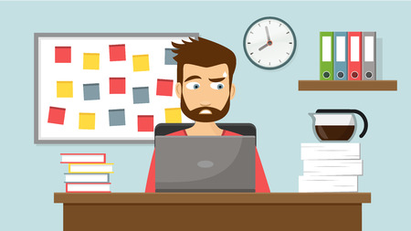 Business man with stress at work vector graphic flat designのイラスト素材