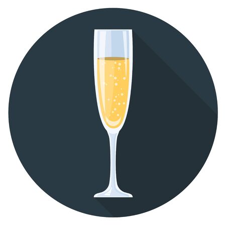 champagne glass flat design iconのイラスト素材
