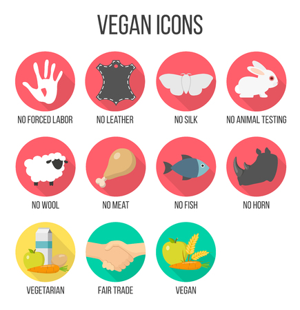 vegan icons flat designのイラスト素材