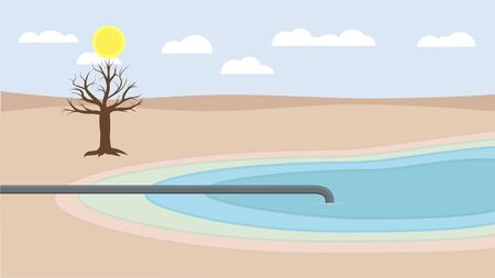 drought water deficiency shortage flat designのイラスト素材