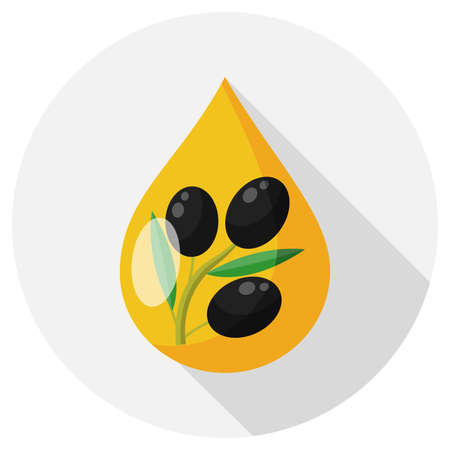 olive oil drop with branch flat design iconのイラスト素材