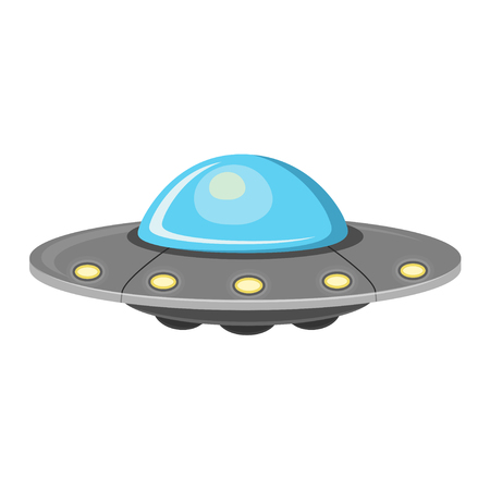 Ufo flat design icon isolated on white backgroundのイラスト素材