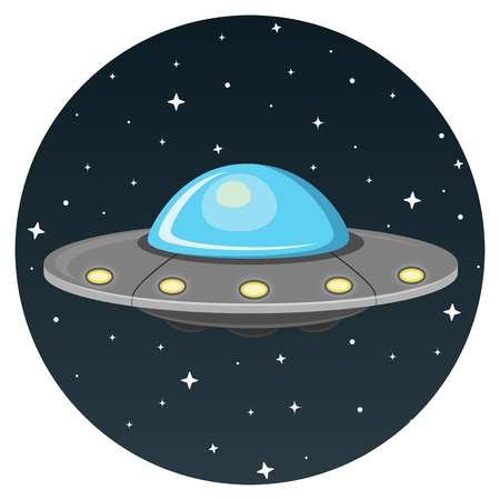 UFO flat design icon isolated on white backgroundのイラスト素材