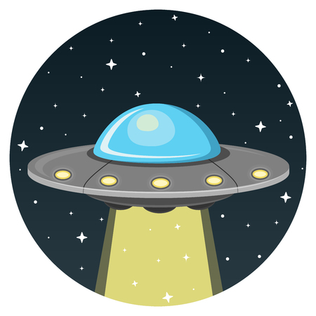 UFO flat design icon isolated on white backgroundのイラスト素材