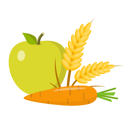 Vegan flat design food iconのイラスト素材