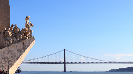 Padrao dos Descobrimentos - Monument to the Discoveries and 25 de Abril Bridge in Lisbon