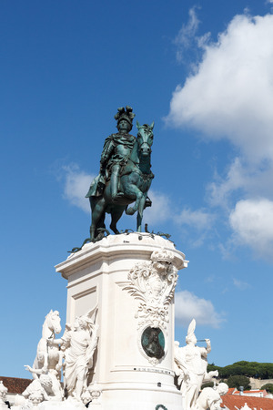 Equestrian statue King Jose I on the Praca do Comercio in Lisbonのeditorial素材