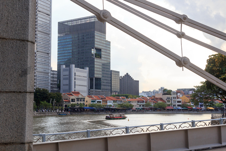 Ship at boat quay in Singaporeのeditorial素材