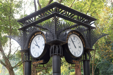 World clock near orchid garden in Singapore Botanic Gardensのeditorial素材