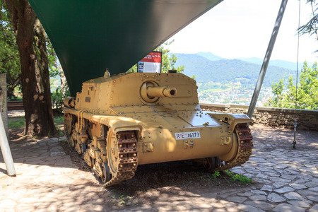 Italian Tank M42 in a park in Bergamo, Italyのeditorial素材