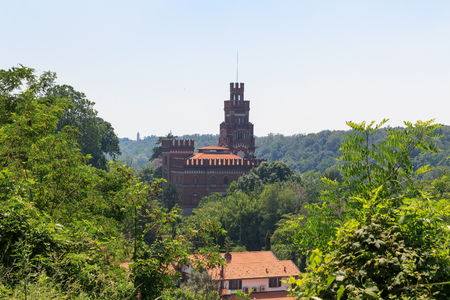 Castle at historic industrial town Crespi d'Adda near Bergamo, Lombardy, Italyのeditorial素材