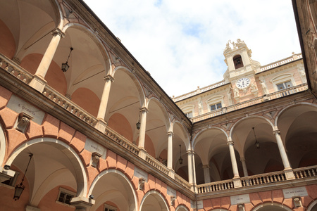 Inner courtyard of palace Palazzo Doria Tursi, Genoaのeditorial素材