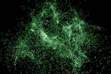 green ash color 3d particles on a black background modern futuristic backdropの写真素材