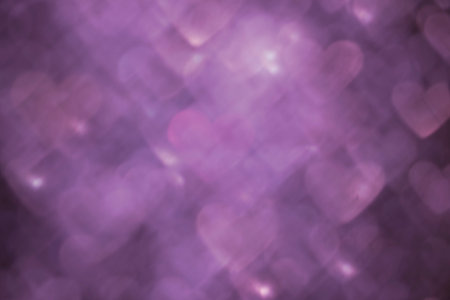 Valentines Day romantic heart shape blurred bokeh lights background