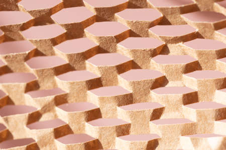 close up macro texture of eco friendly recycled paper bubble wrap substitute with selective focus
