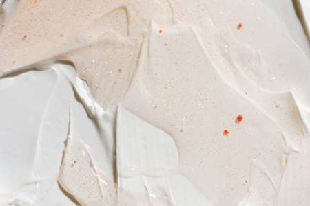 close up texture of different cosmetic cream and serum products with selective focusの写真素材